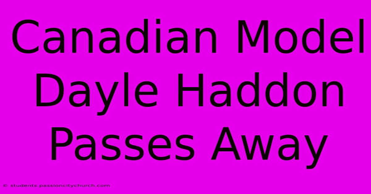 Canadian Model Dayle Haddon Passes Away