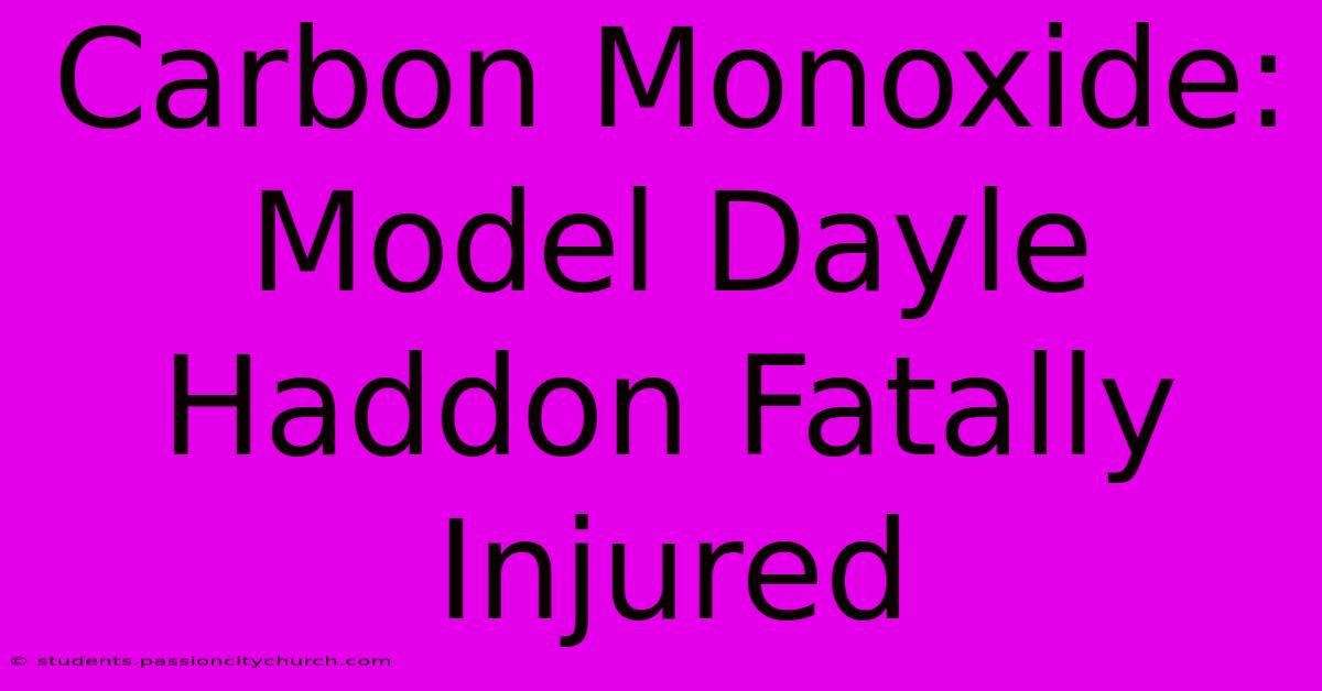 Carbon Monoxide: Model Dayle Haddon Fatally Injured