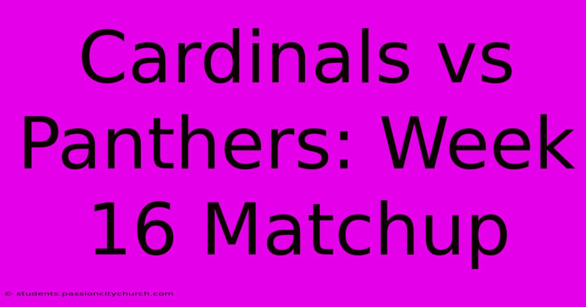 Cardinals Vs Panthers: Week 16 Matchup