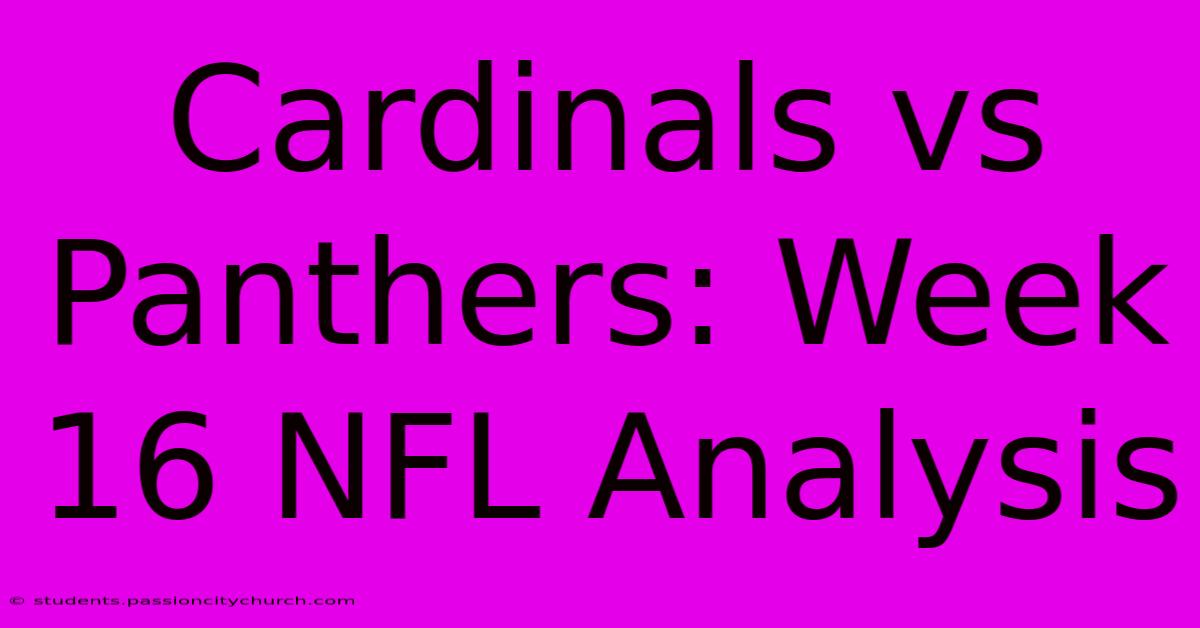 Cardinals Vs Panthers: Week 16 NFL Analysis