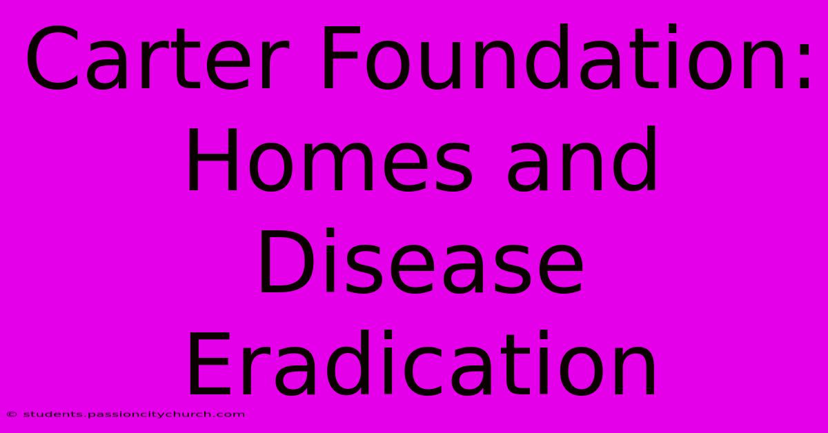 Carter Foundation: Homes And Disease Eradication