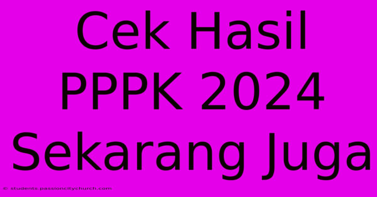 Cek Hasil PPPK 2024 Sekarang Juga