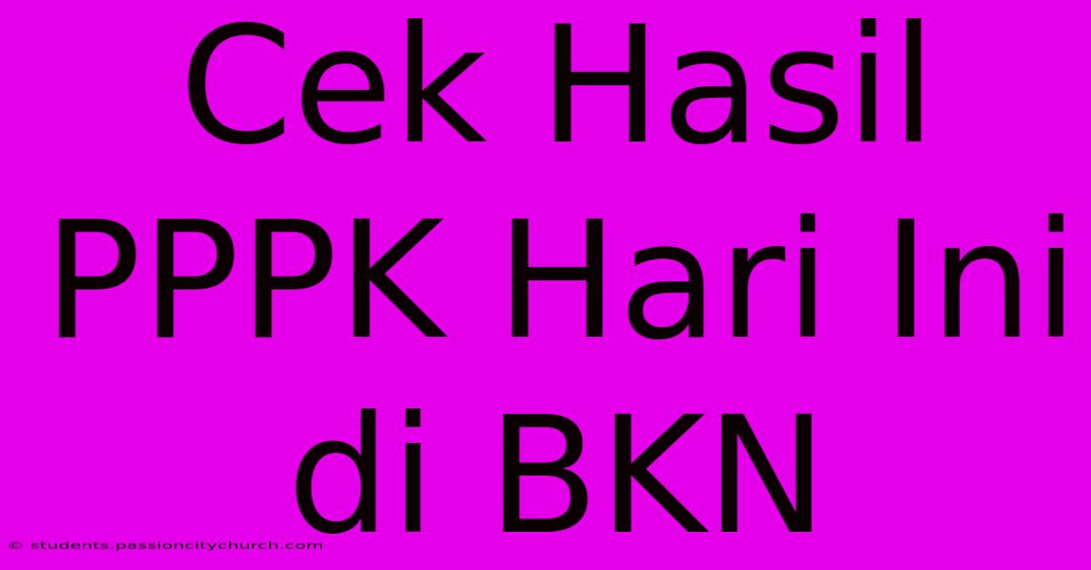 Cek Hasil PPPK Hari Ini Di BKN