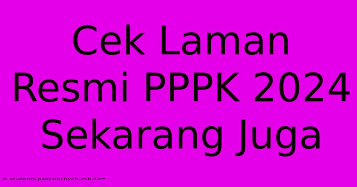 Cek Laman Resmi PPPK 2024 Sekarang Juga