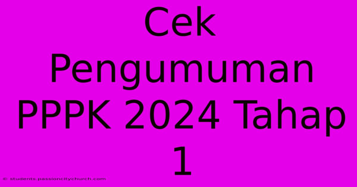 Cek Pengumuman PPPK 2024 Tahap 1