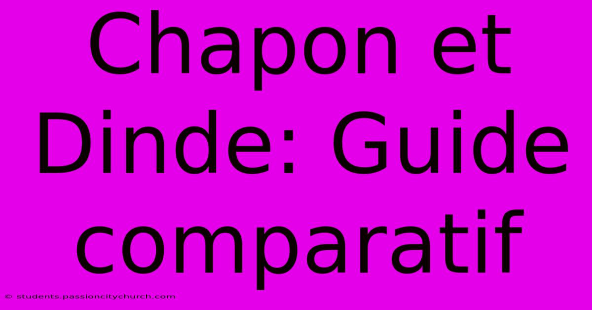 Chapon Et Dinde: Guide Comparatif