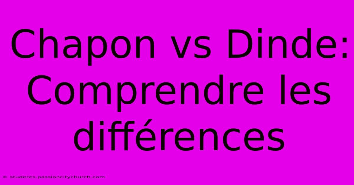 Chapon Vs Dinde: Comprendre Les Différences