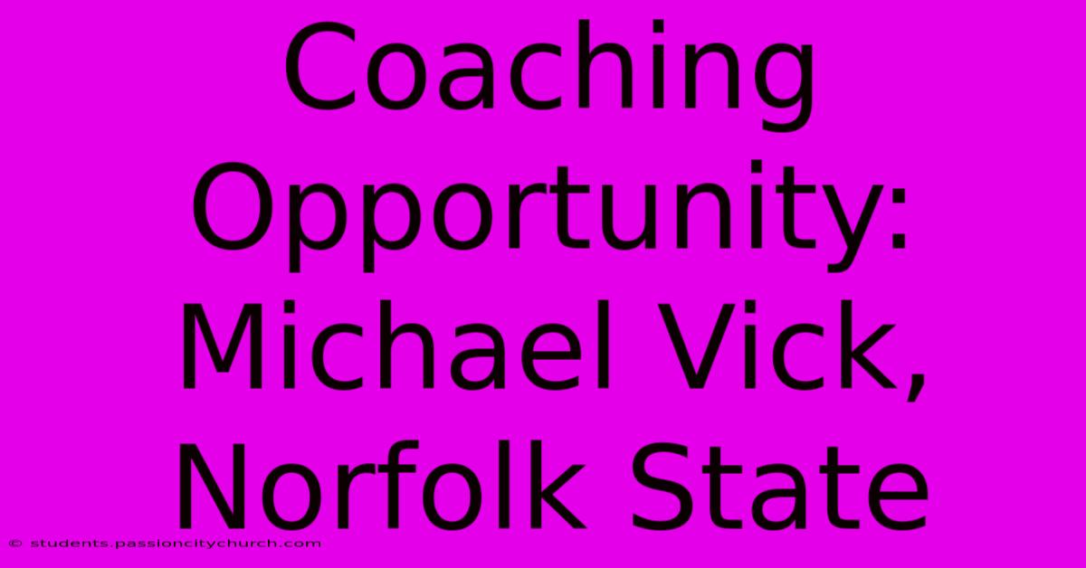 Coaching Opportunity: Michael Vick, Norfolk State