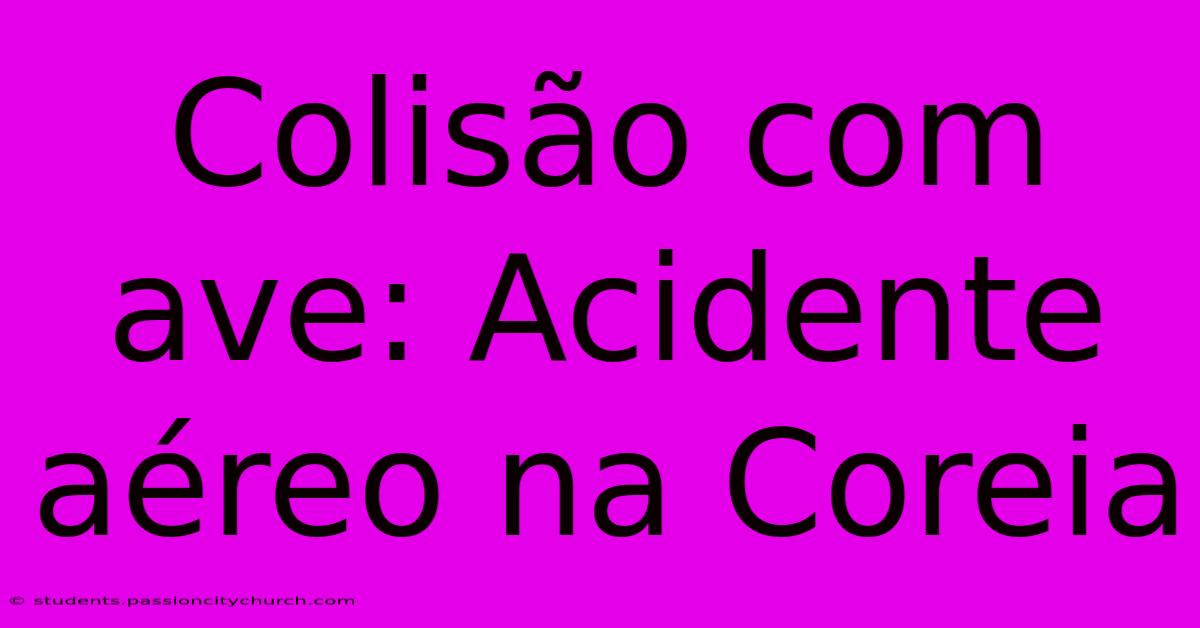 Colisão Com Ave: Acidente Aéreo Na Coreia