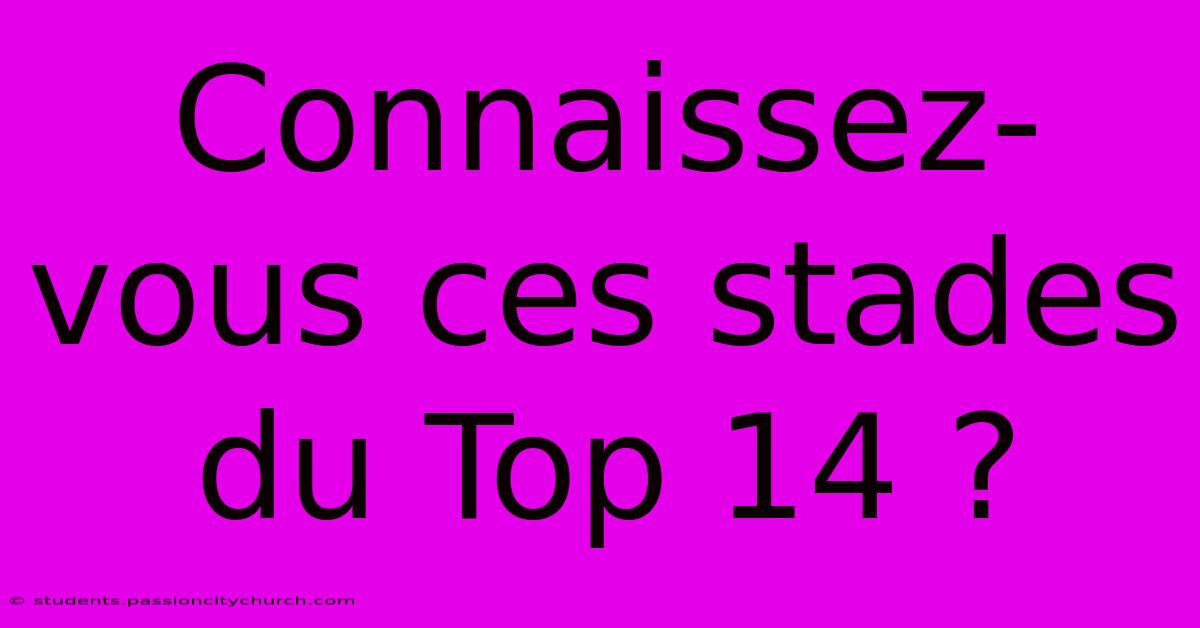 Connaissez-vous Ces Stades Du Top 14 ?