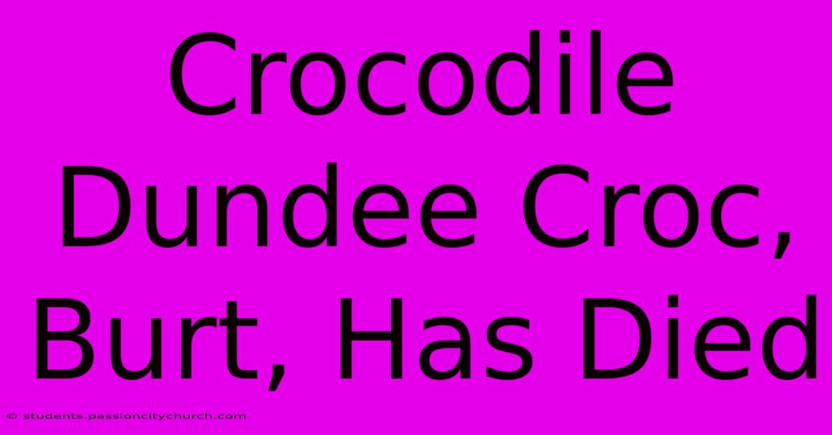 Crocodile Dundee Croc, Burt, Has Died