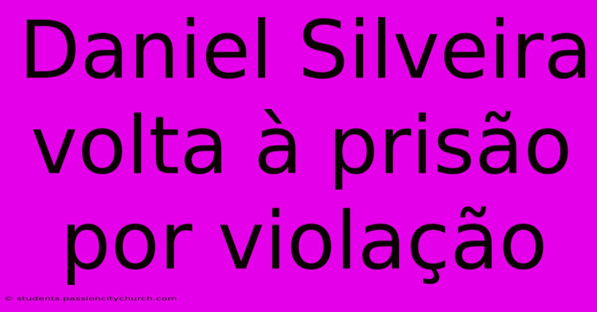 Daniel Silveira Volta À Prisão Por Violação