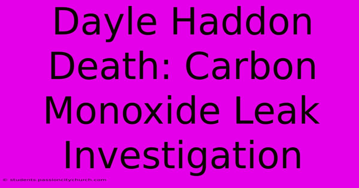 Dayle Haddon Death: Carbon Monoxide Leak Investigation