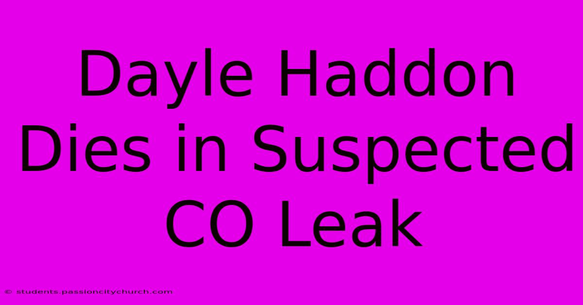 Dayle Haddon Dies In Suspected CO Leak