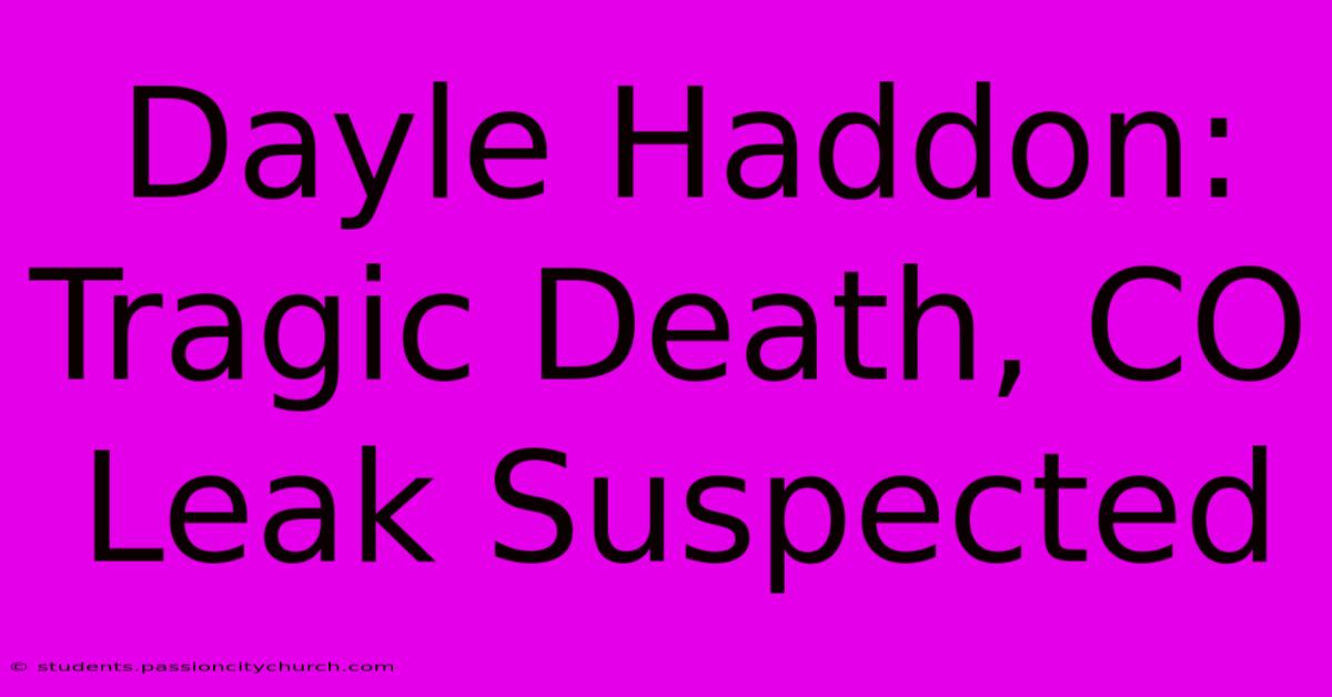 Dayle Haddon: Tragic Death, CO Leak Suspected