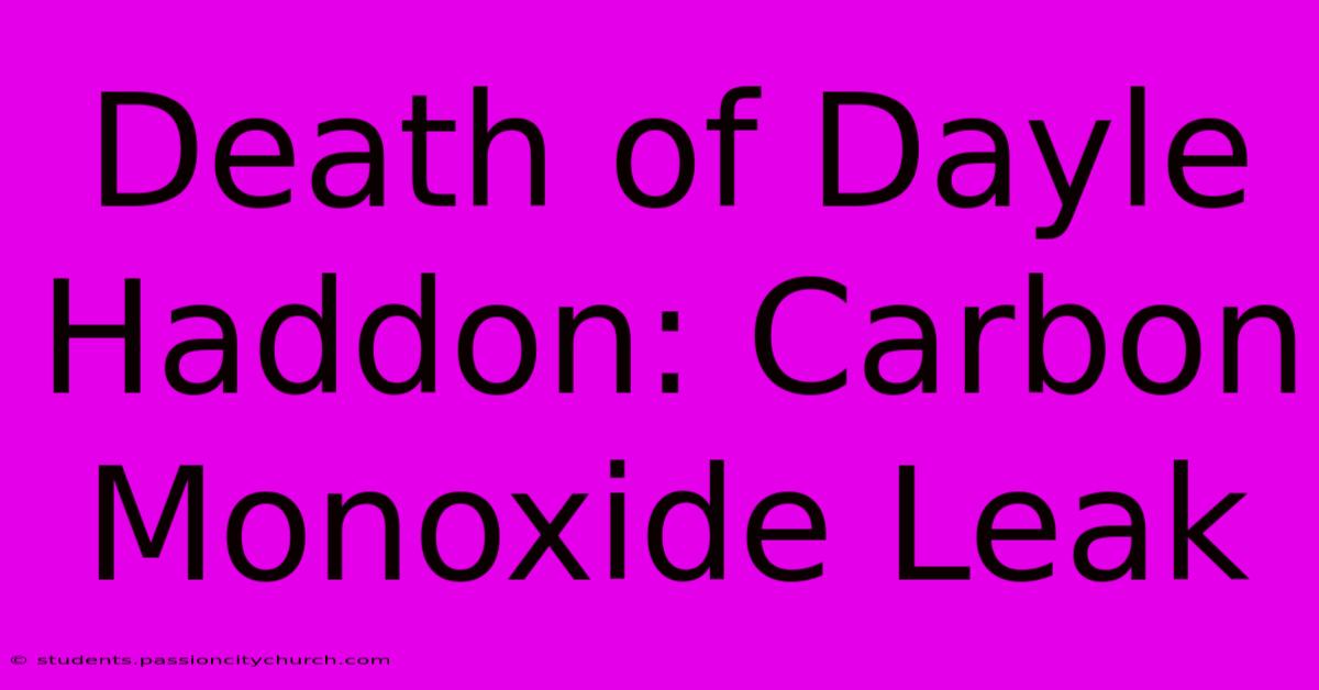 Death Of Dayle Haddon: Carbon Monoxide Leak