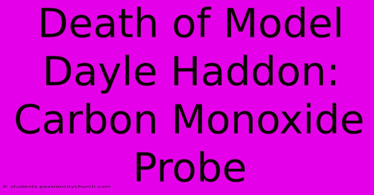 Death Of Model Dayle Haddon: Carbon Monoxide Probe