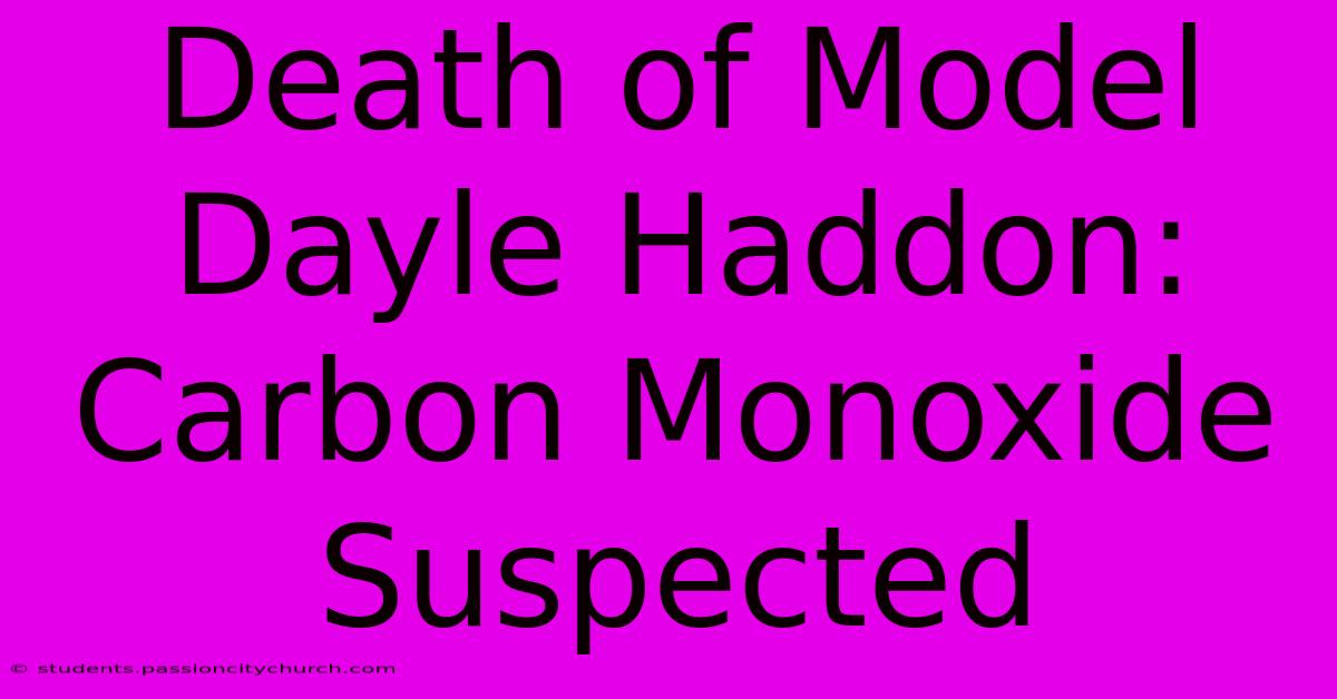 Death Of Model Dayle Haddon: Carbon Monoxide Suspected