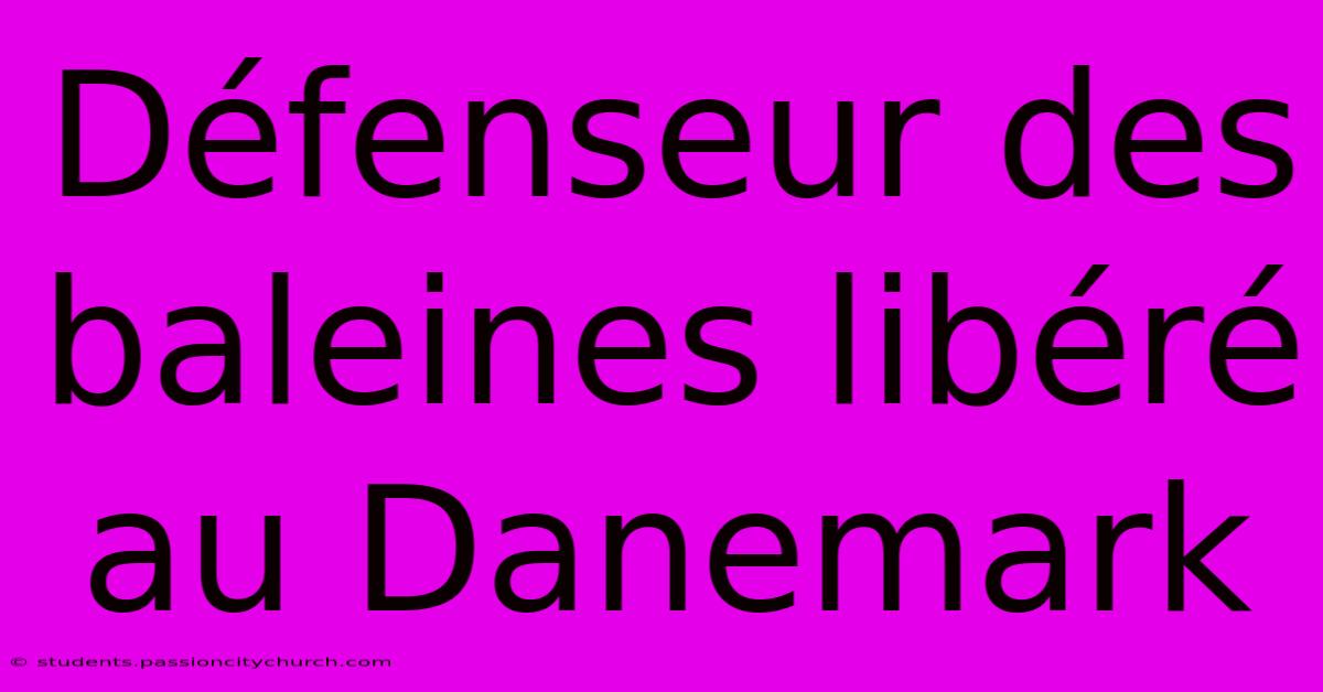 Défenseur Des Baleines Libéré Au Danemark