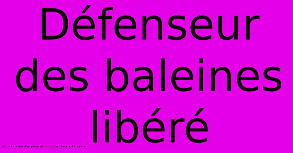 Défenseur Des Baleines Libéré