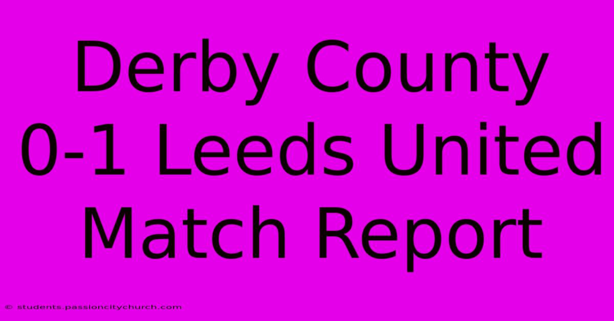 Derby County 0-1 Leeds United Match Report