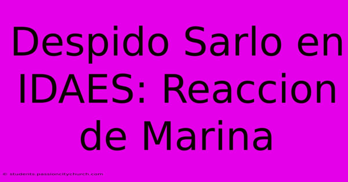 Despido Sarlo En IDAES: Reaccion De Marina