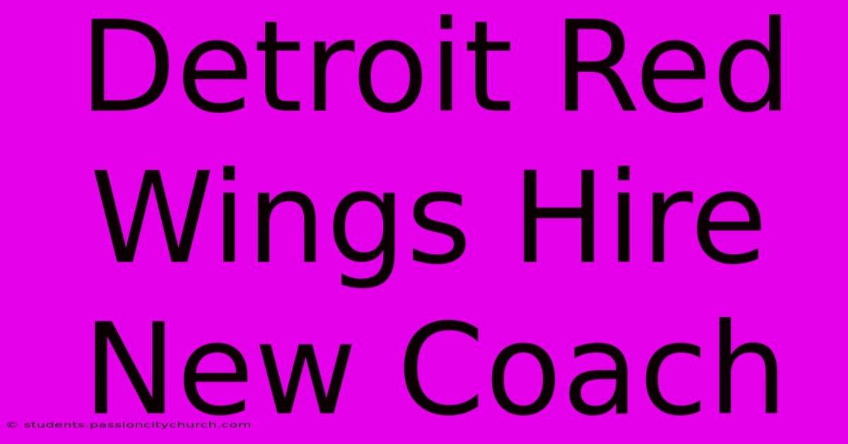 Detroit Red Wings Hire New Coach