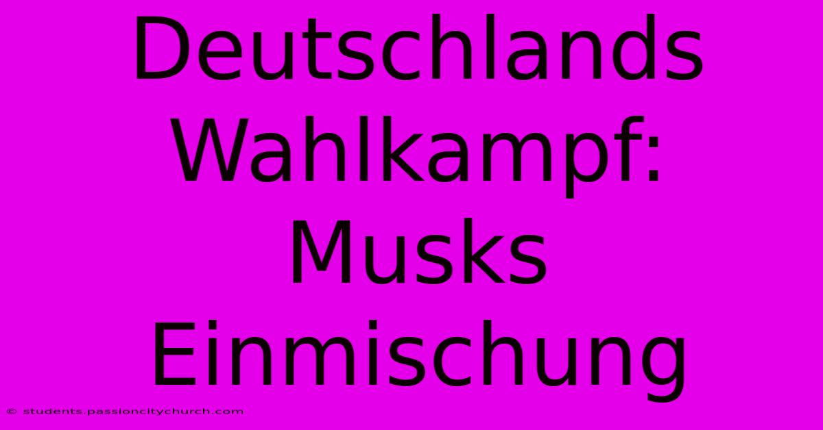 Deutschlands Wahlkampf: Musks Einmischung