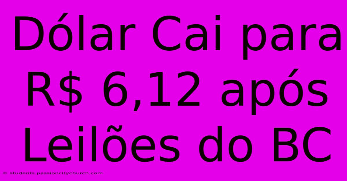 Dólar Cai Para R$ 6,12 Após Leilões Do BC