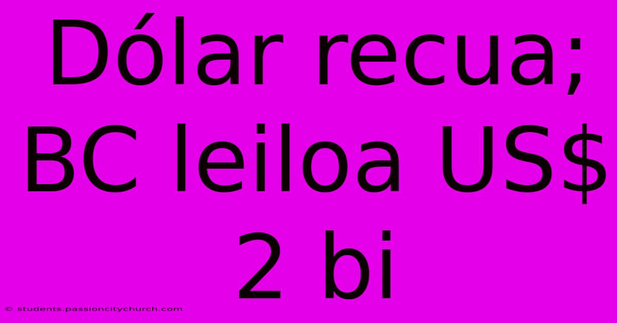 Dólar Recua; BC Leiloa US$ 2 Bi