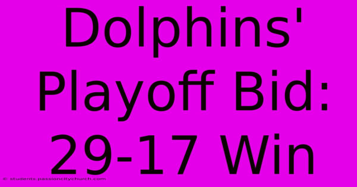 Dolphins' Playoff Bid: 29-17 Win