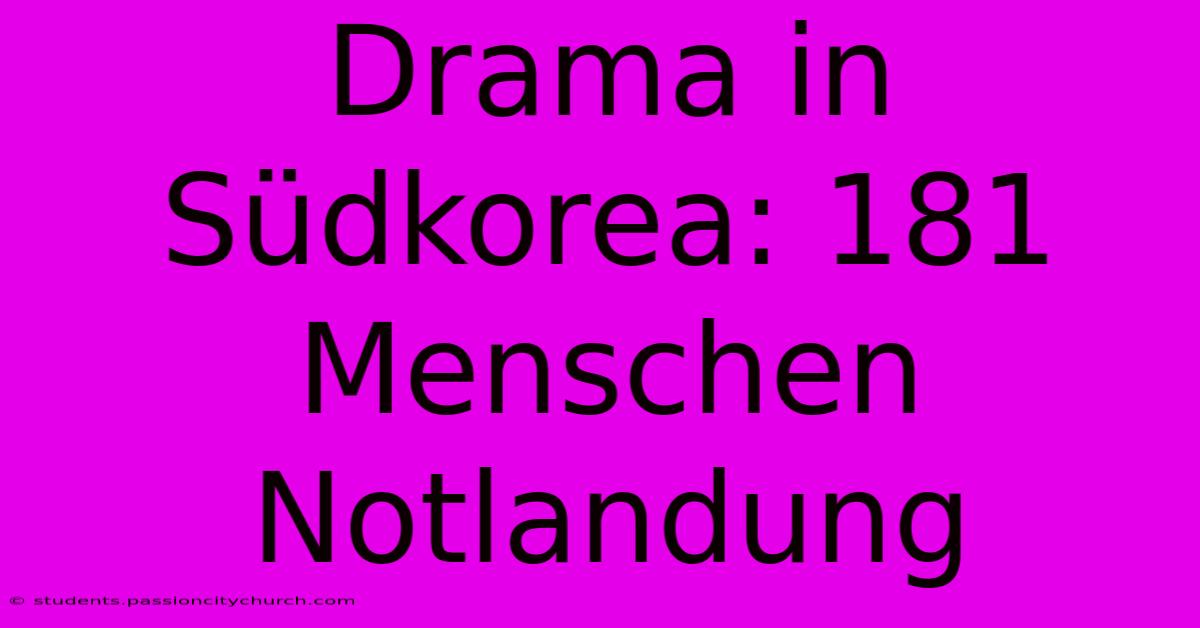 Drama In Südkorea: 181 Menschen Notlandung