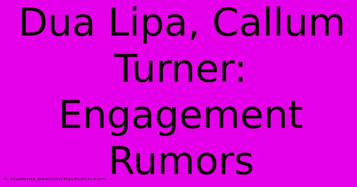 Dua Lipa, Callum Turner: Engagement Rumors