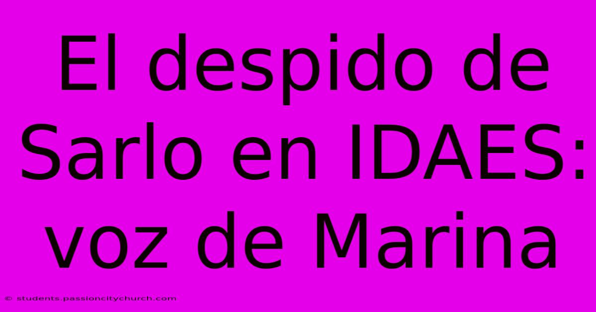 El Despido De Sarlo En IDAES: Voz De Marina