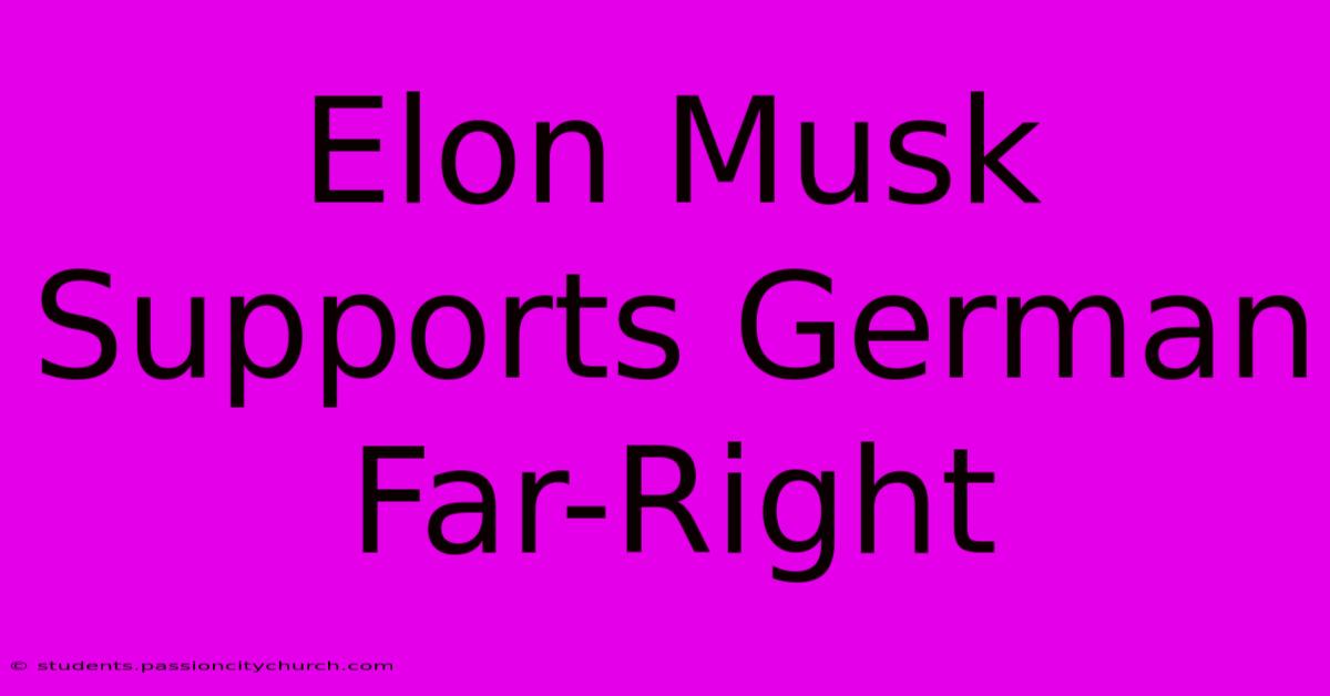 Elon Musk Supports German Far-Right