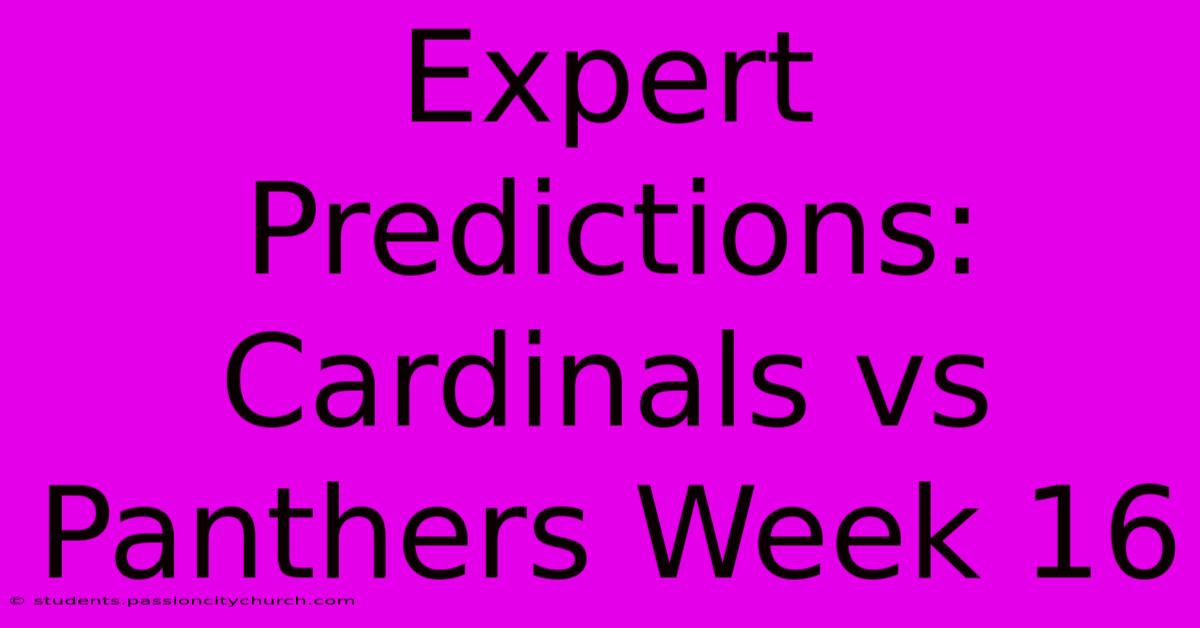 Expert Predictions: Cardinals Vs Panthers Week 16