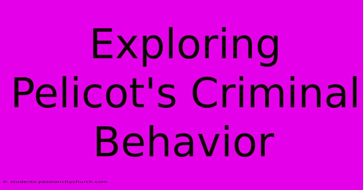 Exploring Pelicot's Criminal Behavior