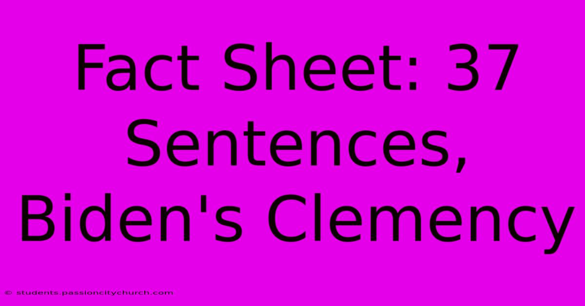 Fact Sheet: 37 Sentences, Biden's Clemency