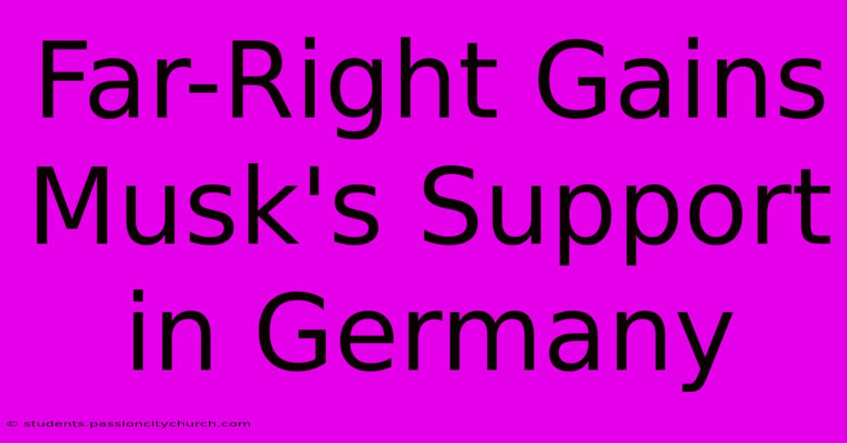 Far-Right Gains Musk's Support In Germany