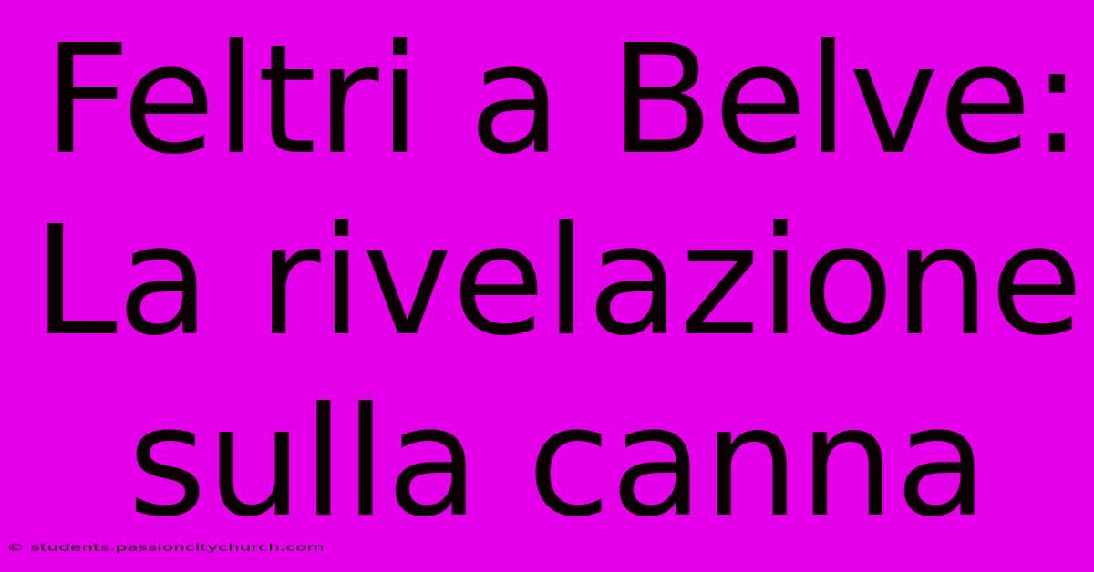 Feltri A Belve: La Rivelazione Sulla Canna