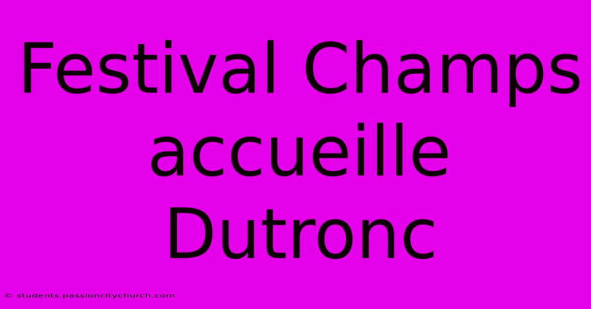 Festival Champs Accueille Dutronc