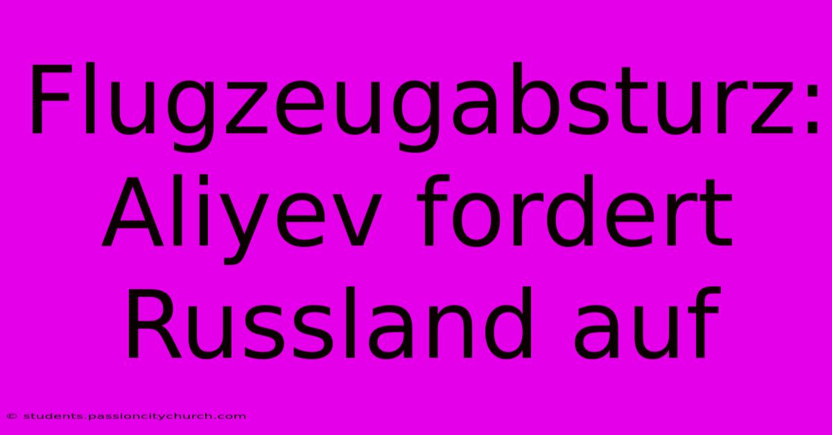 Flugzeugabsturz: Aliyev Fordert Russland Auf