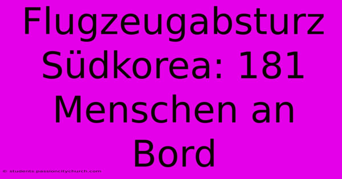 Flugzeugabsturz Südkorea: 181 Menschen An Bord