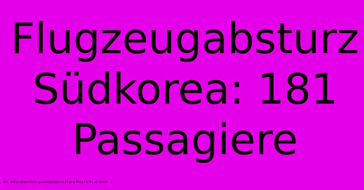 Flugzeugabsturz Südkorea: 181 Passagiere