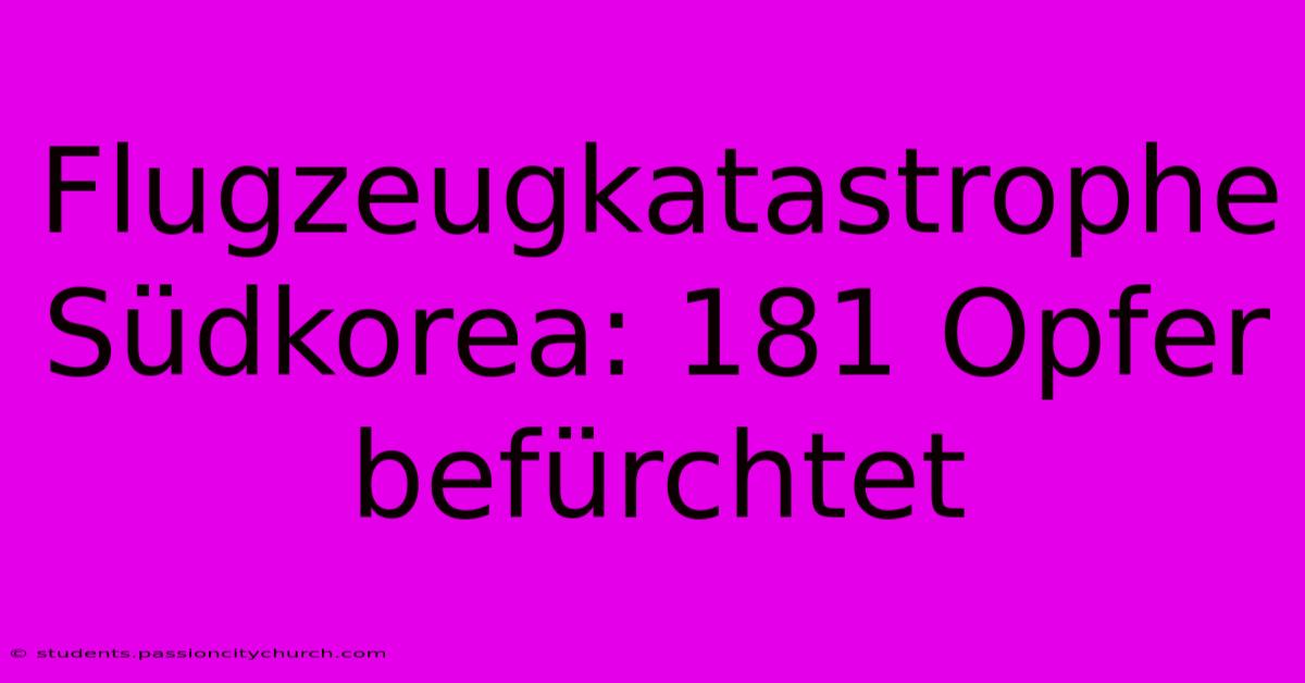 Flugzeugkatastrophe Südkorea: 181 Opfer Befürchtet