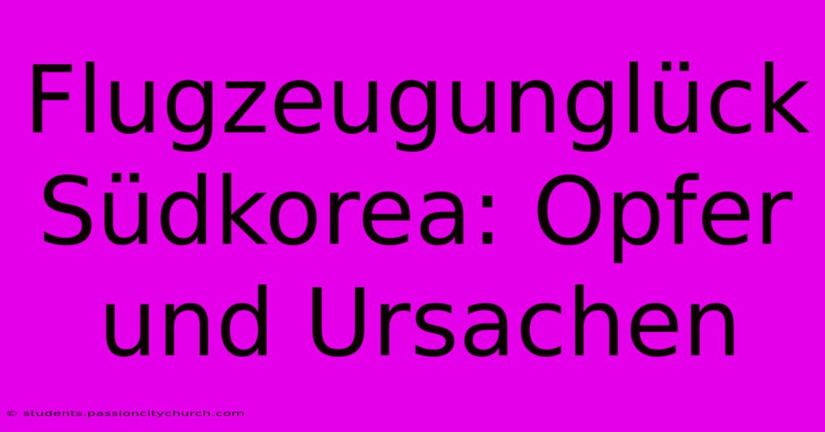 Flugzeugunglück Südkorea: Opfer Und Ursachen