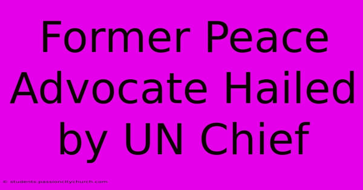 Former Peace Advocate Hailed By UN Chief