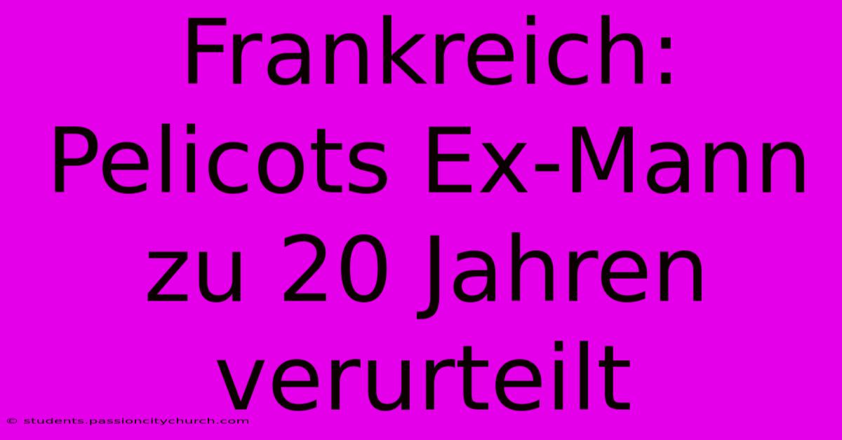 Frankreich: Pelicots Ex-Mann Zu 20 Jahren Verurteilt