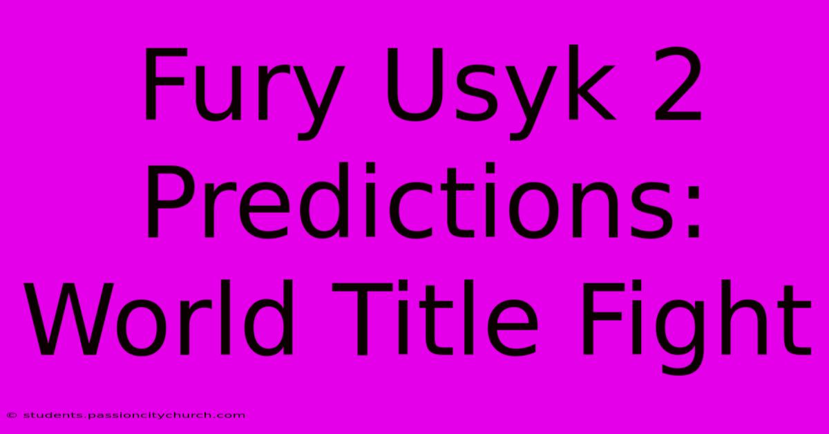 Fury Usyk 2 Predictions: World Title Fight