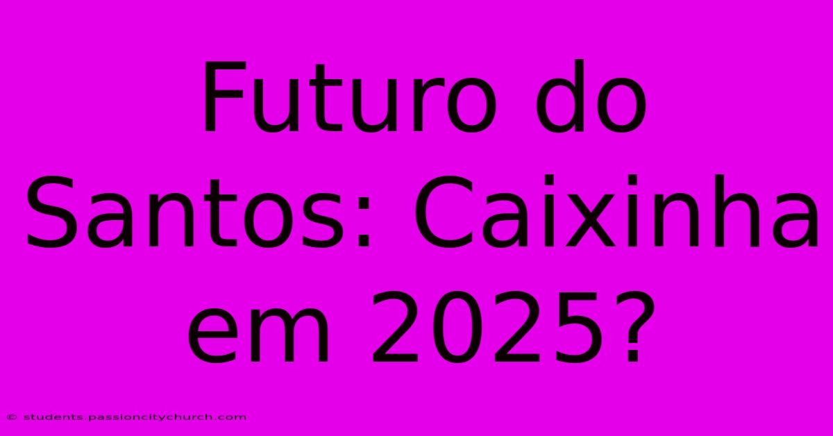 Futuro Do Santos: Caixinha Em 2025?